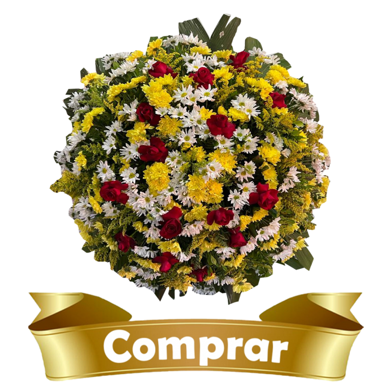 Coroa Tradicional de Flores do campo com Rosas